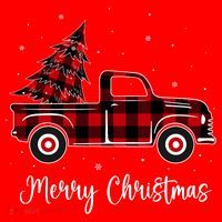 Merry Christmas Buffalo Red Plaid Truck Tree Santa Hat thumb 1