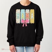 Mama Coquette Bow Groovy Floral Mothers Day Mama Women's Sweatshirt thumb 0