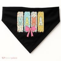 Mama Coquette Bow Groovy Floral Mothers Day Mama USA-Made Doggie Bandana thumb 0