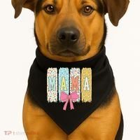 Mama Coquette Bow Groovy Floral Mothers Day Mama USA-Made Doggie Bandana thumb 1