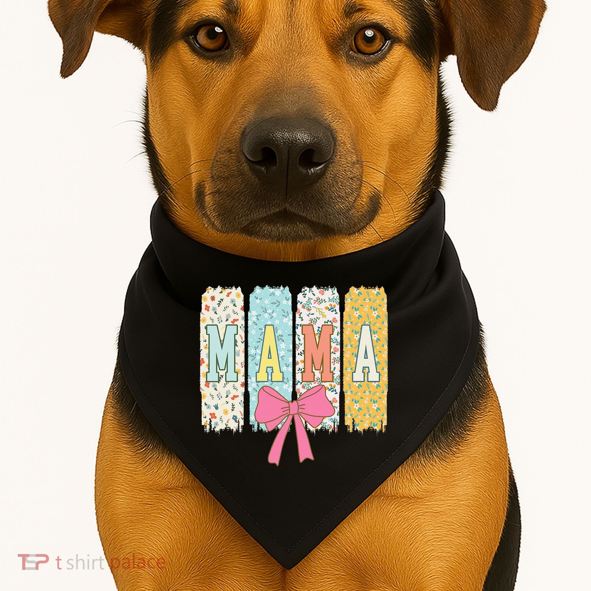 Mama Coquette Bow Groovy Floral Mothers Day Mama USA-Made Doggie Bandana