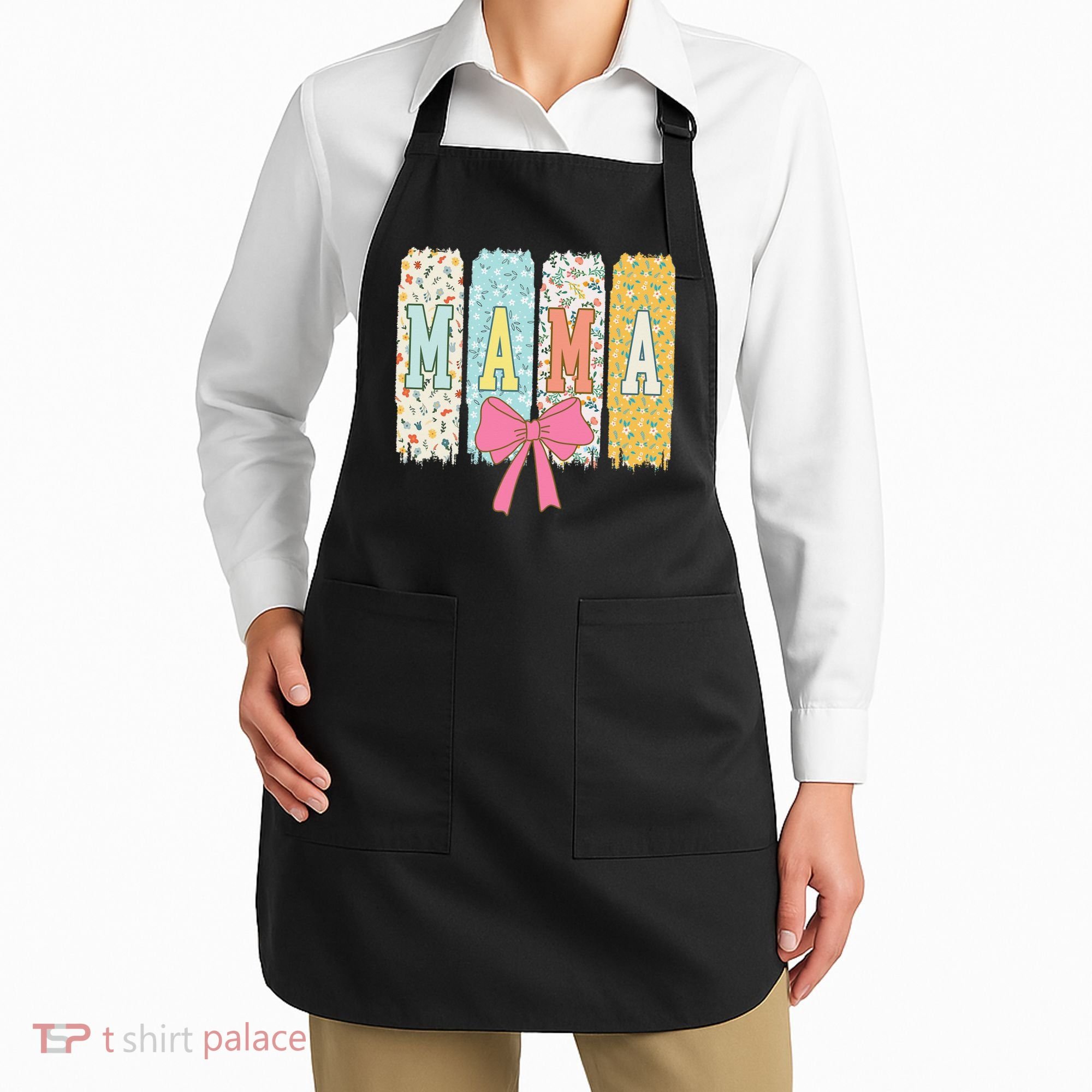 Mama Coquette Bow Groovy Floral Mothers Day Mama Apron