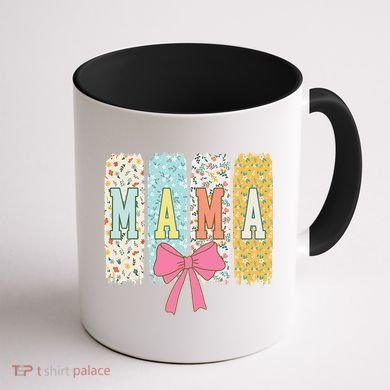Mama Coquette Bow Groovy Floral Mothers Day Mama Coffee Mug back