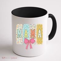 Mama Coquette Bow Groovy Floral Mothers Day Mama Coffee Mug thumb 1