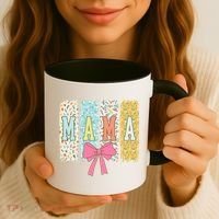 Mama Coquette Bow Groovy Floral Mothers Day Mama Coffee Mug thumb 3