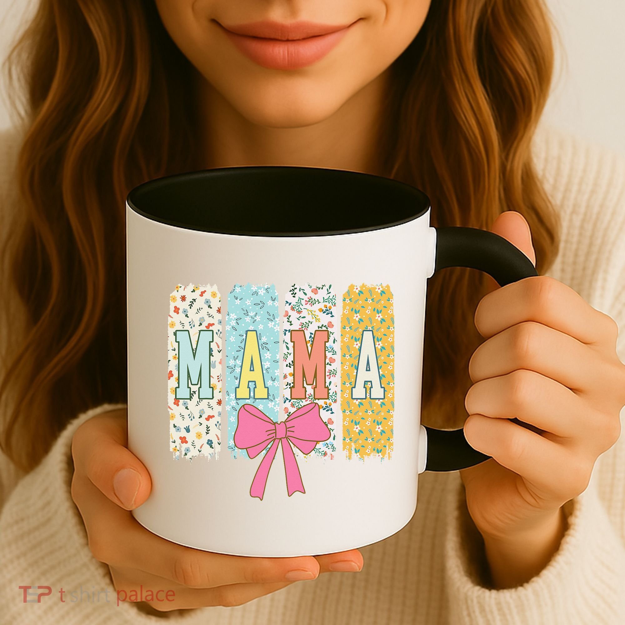 Mama Coquette Bow Groovy Floral Mothers Day Mama Coffee Mug