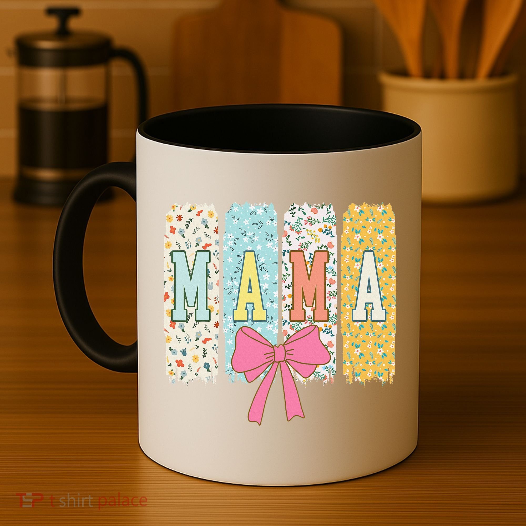 Mama Coquette Bow Groovy Floral Mothers Day Mama Coffee Mug
