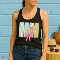 Mama Coquette Bow Groovy Floral Mothers Day Mama Women's Tank Top thumb 2