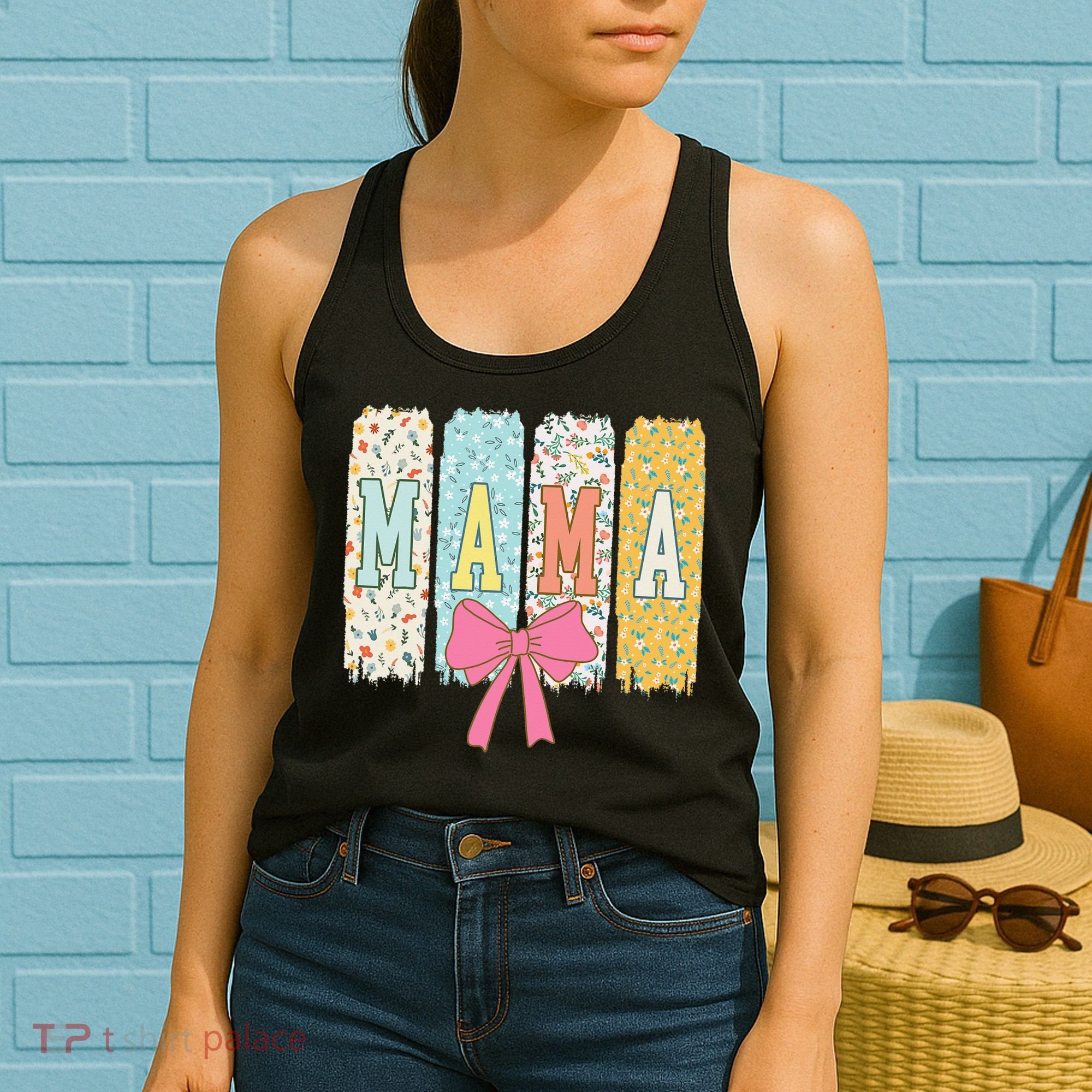 Mama Coquette Bow Groovy Floral Mothers Day Mama Women's Tank Top