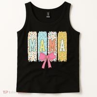 Mama Coquette Bow Groovy Floral Mothers Day Mama Tank Top thumb 2