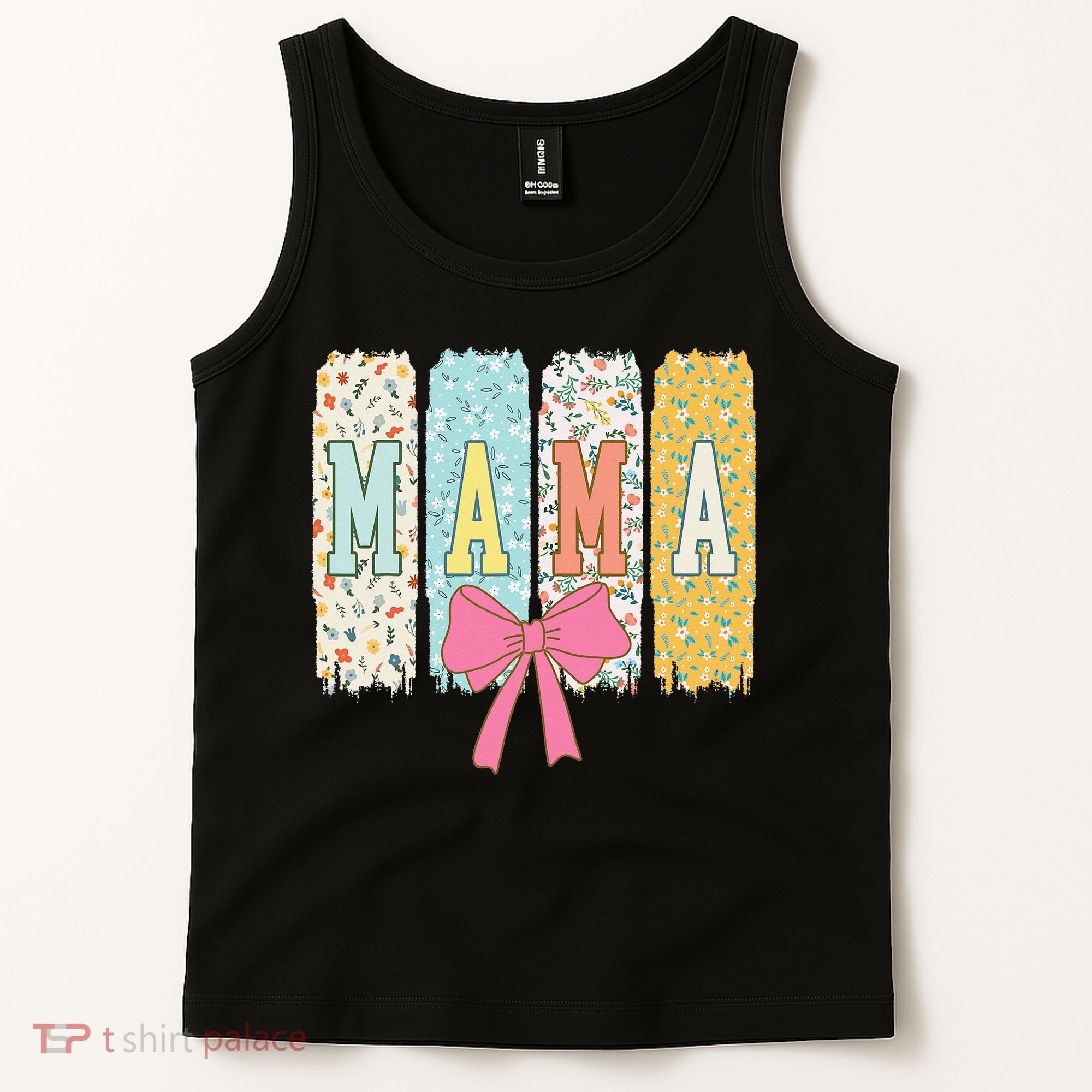 Mama Coquette Bow Groovy Floral Mothers Day Mama Tank Top