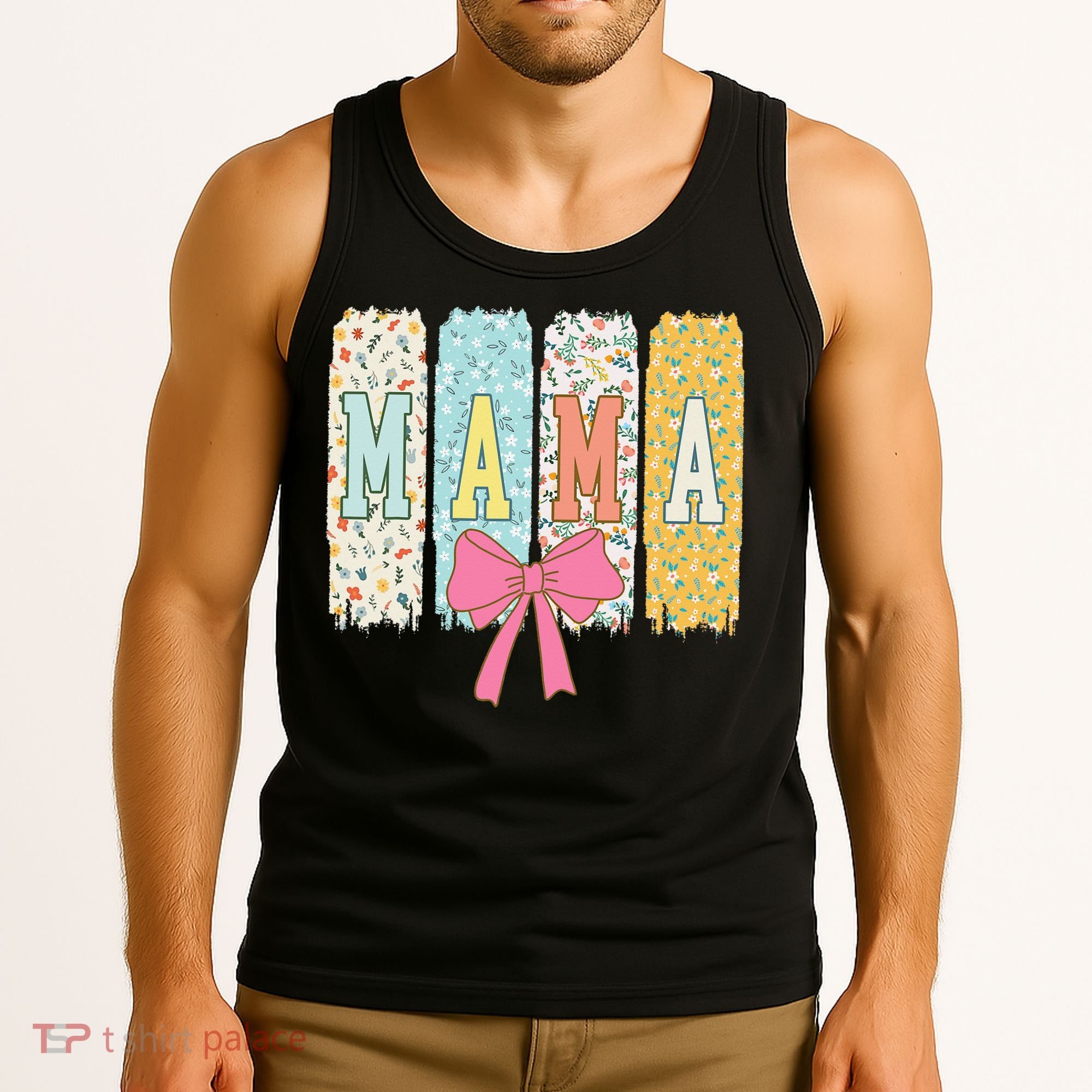 Mama Coquette Bow Groovy Floral Mothers Day Mama Tank Top