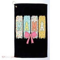 Mama Coquette Bow Groovy Floral Mothers Day Mama Golf Towel thumb 0