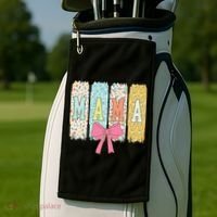 Mama Coquette Bow Groovy Floral Mothers Day Mama Golf Towel thumb 2