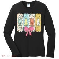 Mama Coquette Bow Groovy Floral Mothers Day Mama Women's Long Sleeve Shirt thumb 0
