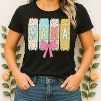 Mama Coquette Bow Groovy Floral Mothers Day Mama Women's T-Shirt thumb 2