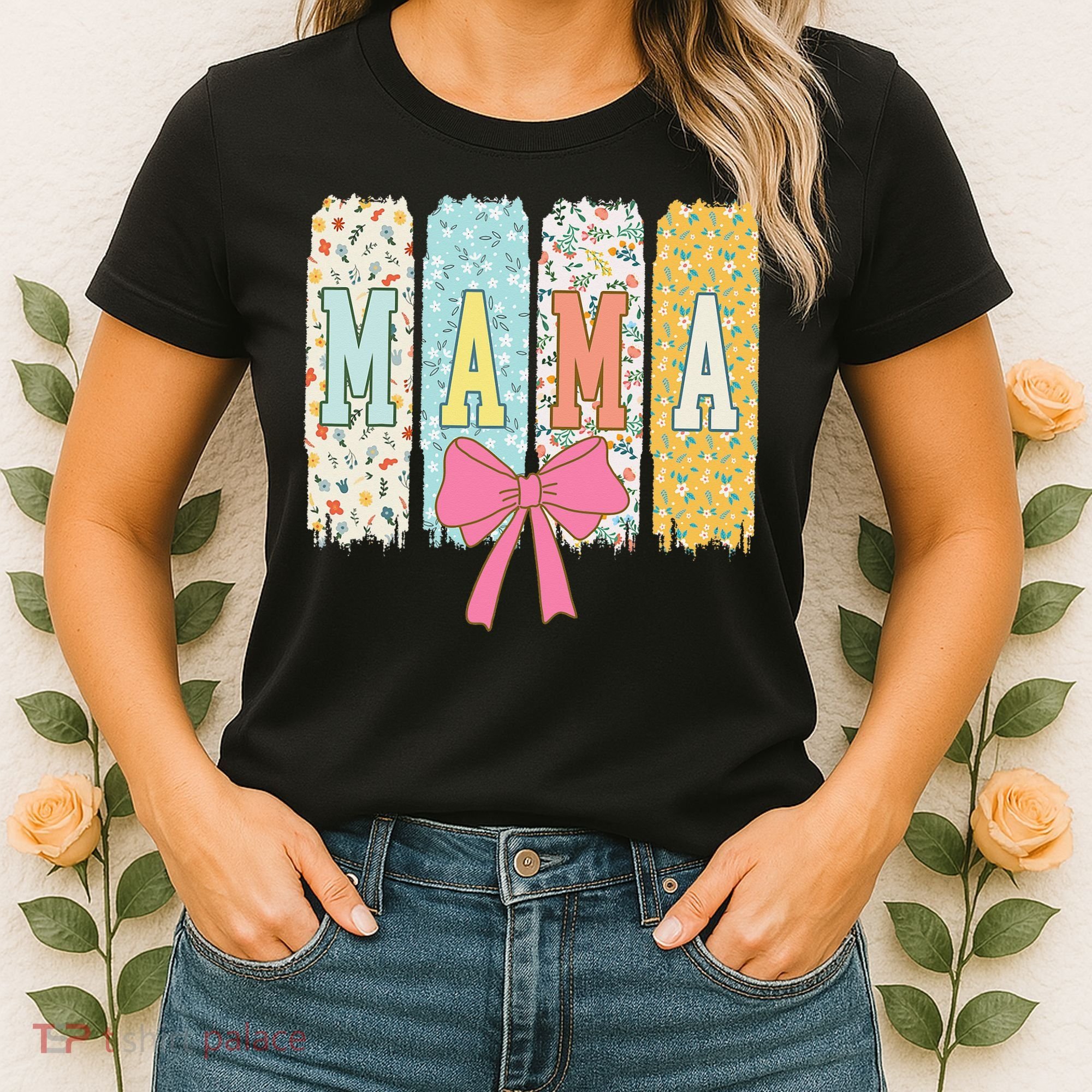 Mama Coquette Bow Groovy Floral Mothers Day Mama Women's T-Shirt