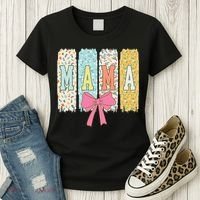 Mama Coquette Bow Groovy Floral Mothers Day Mama Women's T-Shirt thumb 3