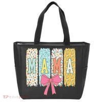 Mama Coquette Bow Groovy Floral Mothers Day Mama Tote Bag thumb 0