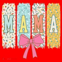 Mama Coquette Bow Groovy Floral Mothers Day Mama Santa Hat thumb 1