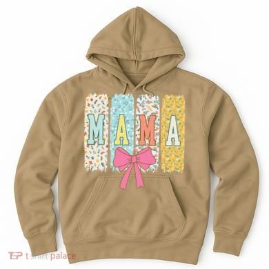 Mama Coquette Bow Groovy Floral Mothers Day Mama Hoodie