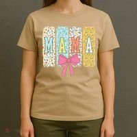 Mama Coquette Bow Groovy Floral Mothers Day Mama T-Shirt thumb 4