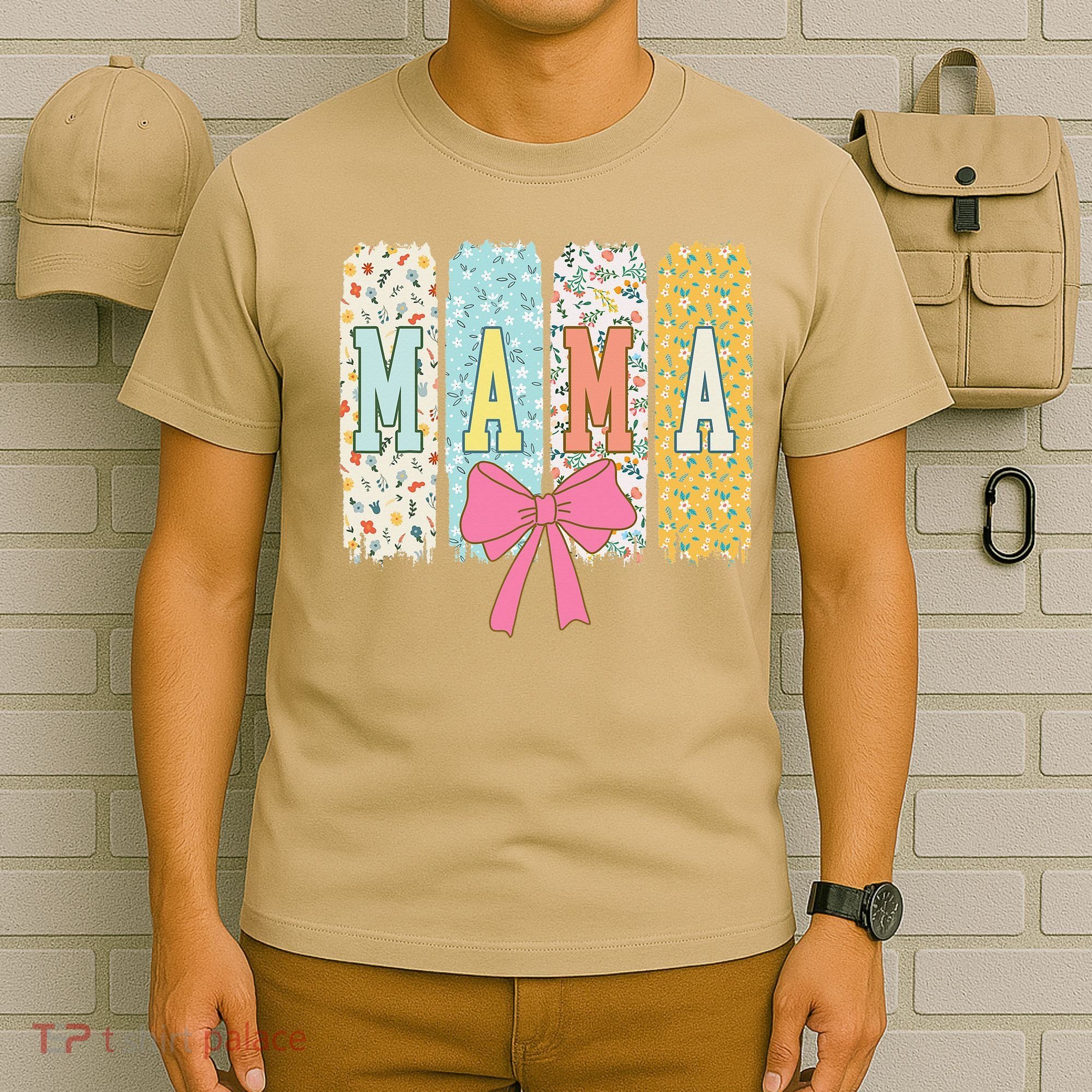 Mama Coquette Bow Groovy Floral Mothers Day Mama T-Shirt
