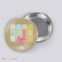 Mama Coquette Bow Groovy Floral Mothers Day Mama Button thumb 0