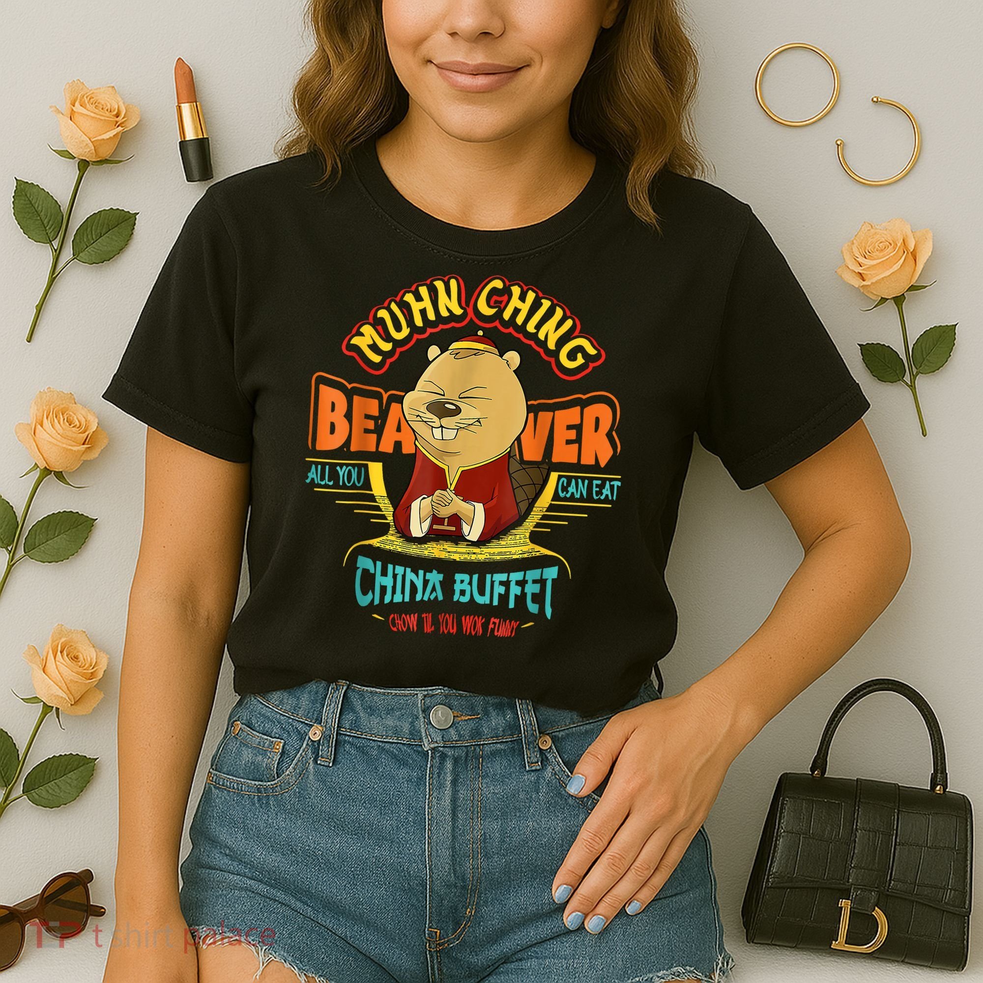Muhn Ching Beaver All You Can Eat China Buffet Chow Comfort Colors Boxy T-Shirt
