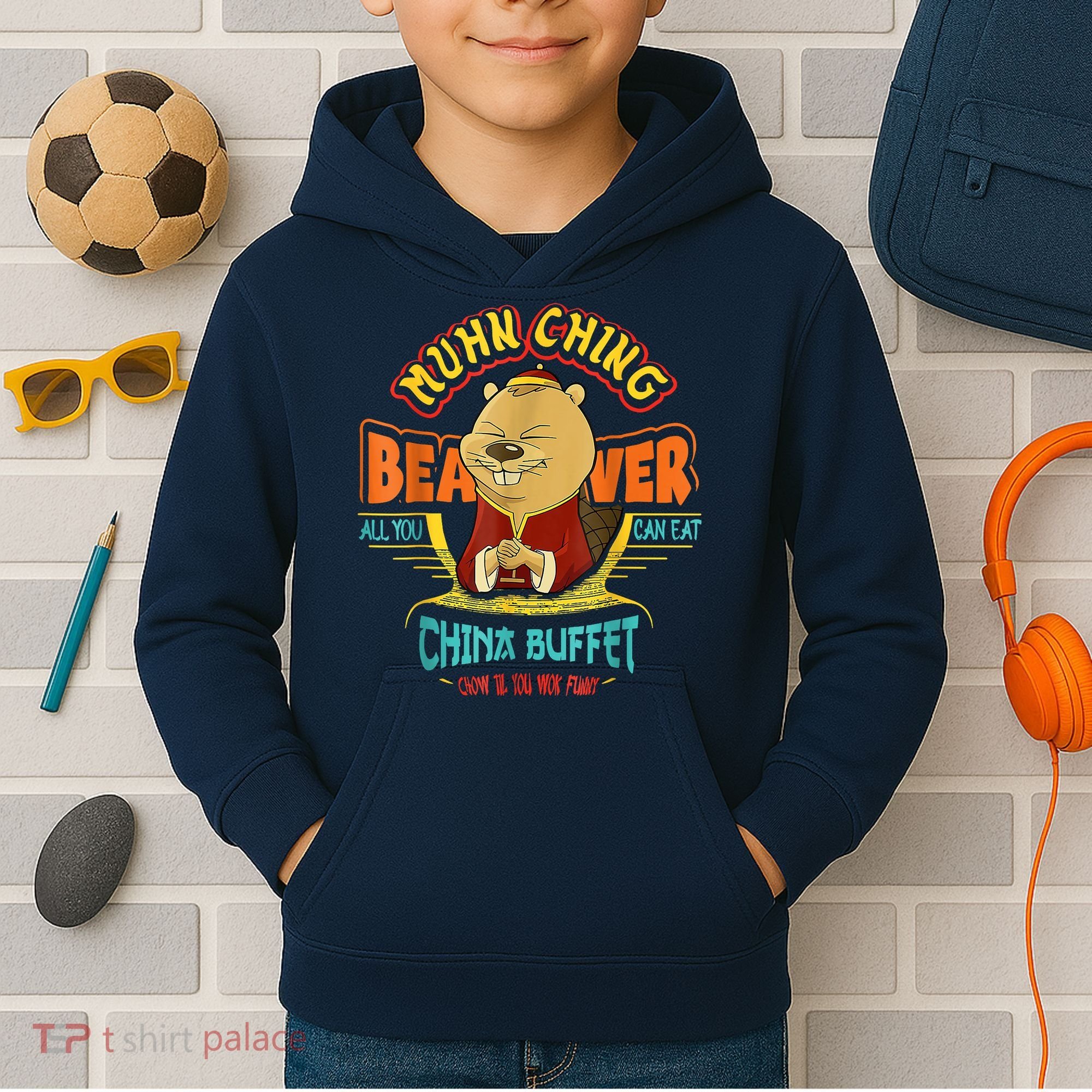 Muhn Ching Beaver All You Can Eat China Buffet Chow Kids Hoodie