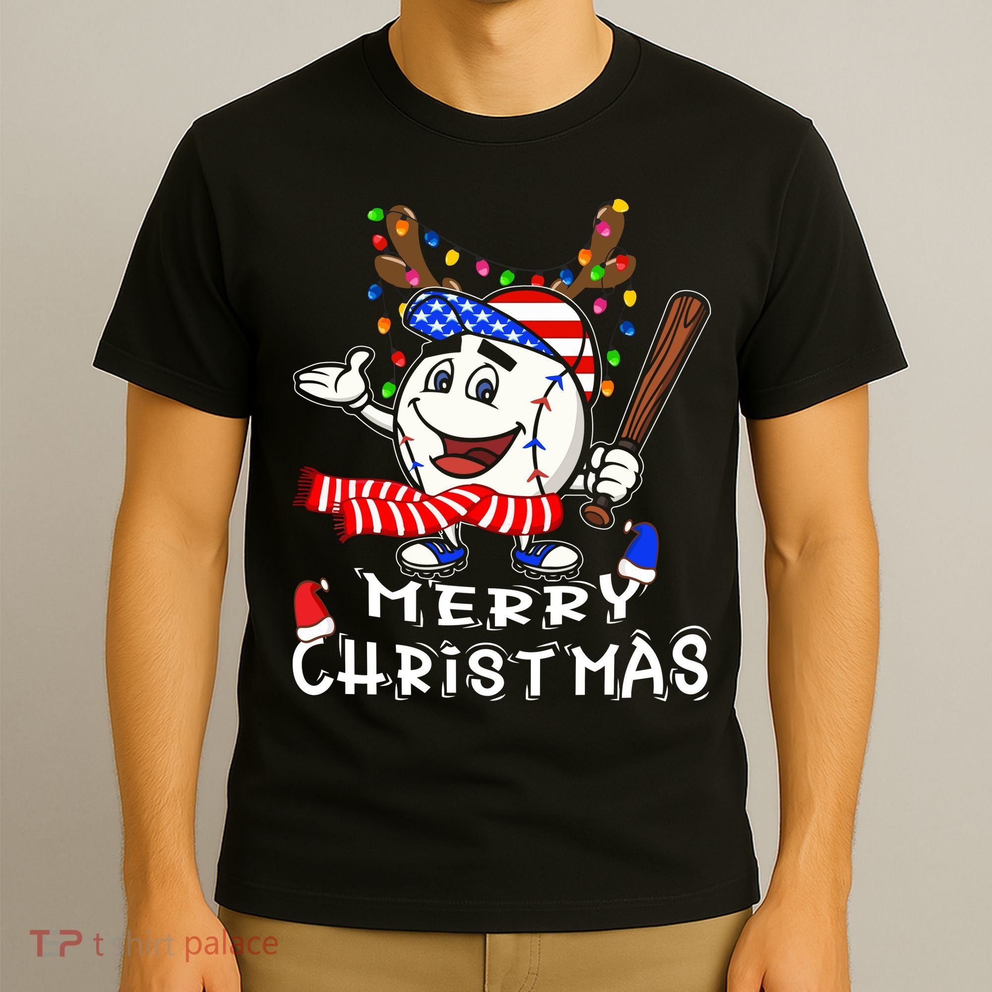 Merry Christmas Baseball For Boys Tollder Ball Santa Pajama T-Shirt
