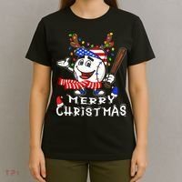 Merry Christmas Baseball For Boys Tollder Ball Santa Pajama T-Shirt thumb 4