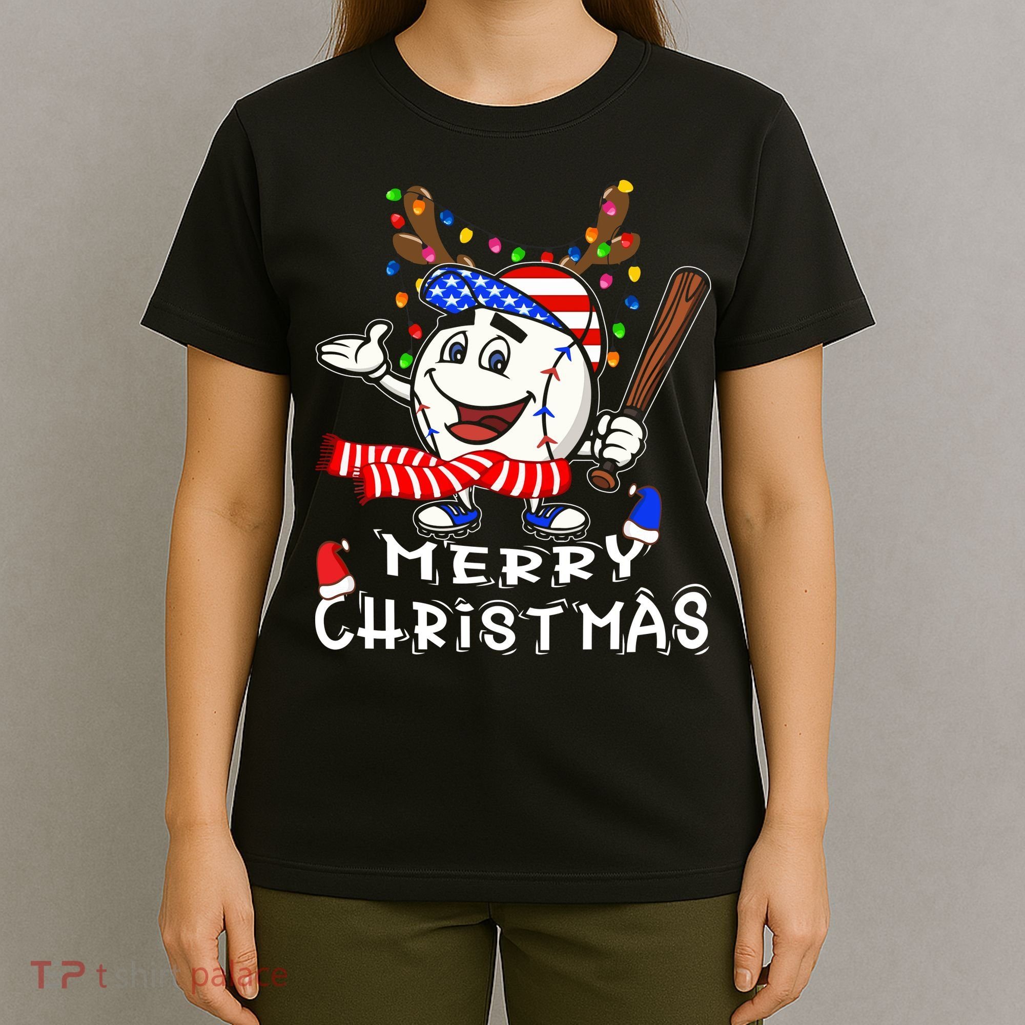 Merry Christmas Baseball For Boys Tollder Ball Santa Pajama T-Shirt
