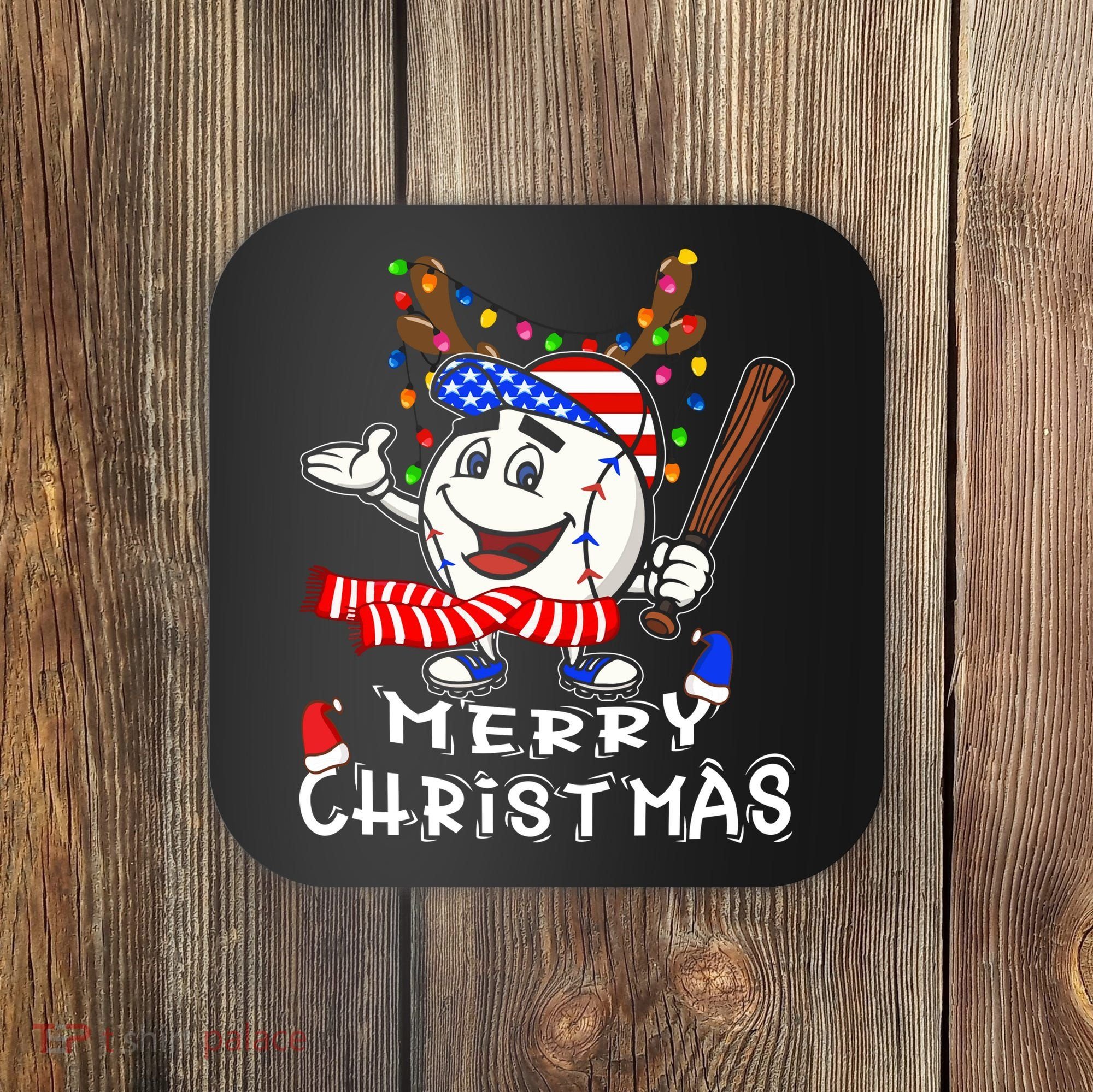 Merry Christmas Baseball For Boys Tollder Ball Santa Pajama Coaster