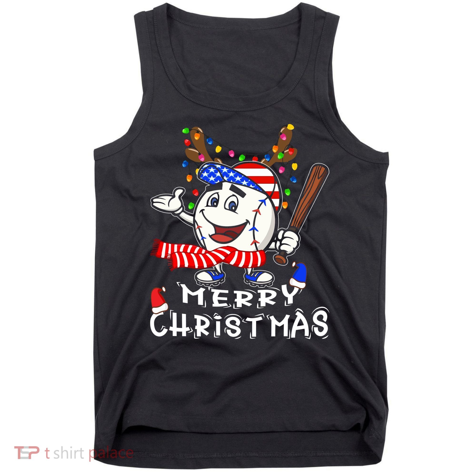 Merry Christmas Baseball For Boys Tollder Ball Santa Pajama Tank Top