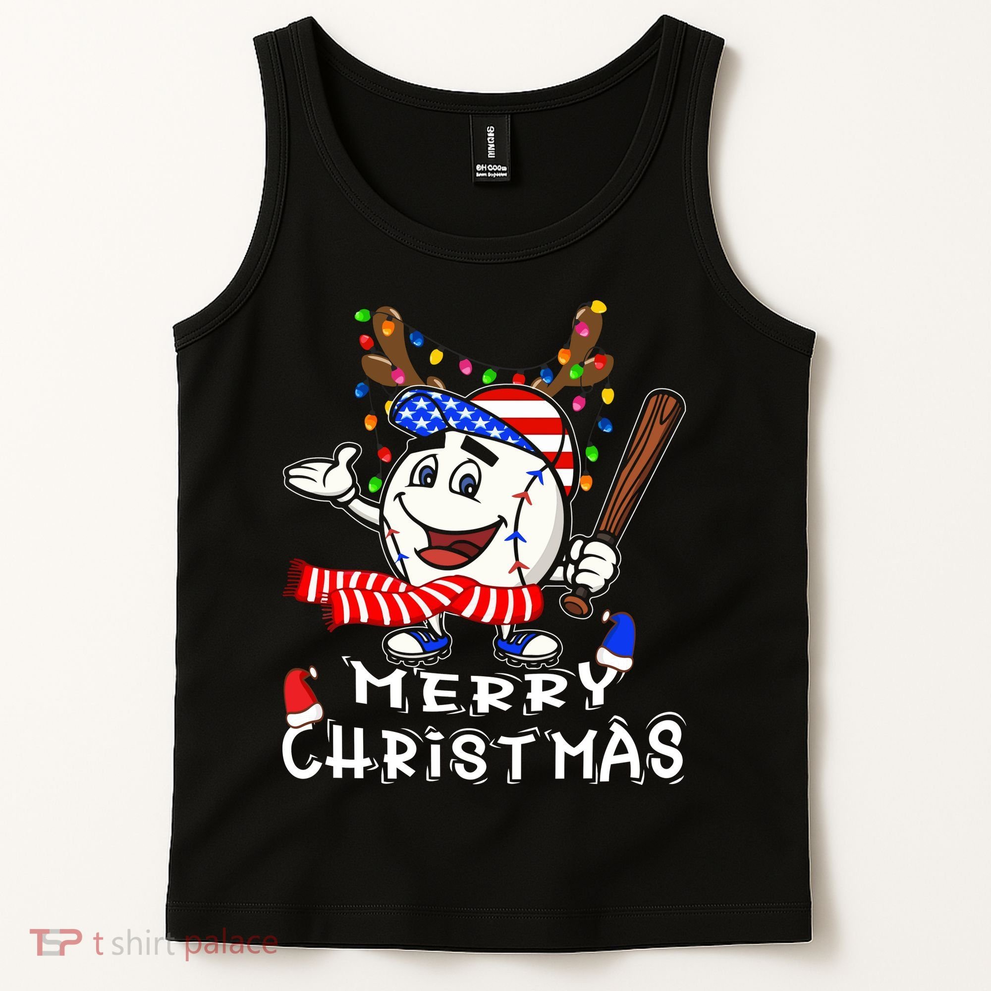 Merry Christmas Baseball For Boys Tollder Ball Santa Pajama Tank Top