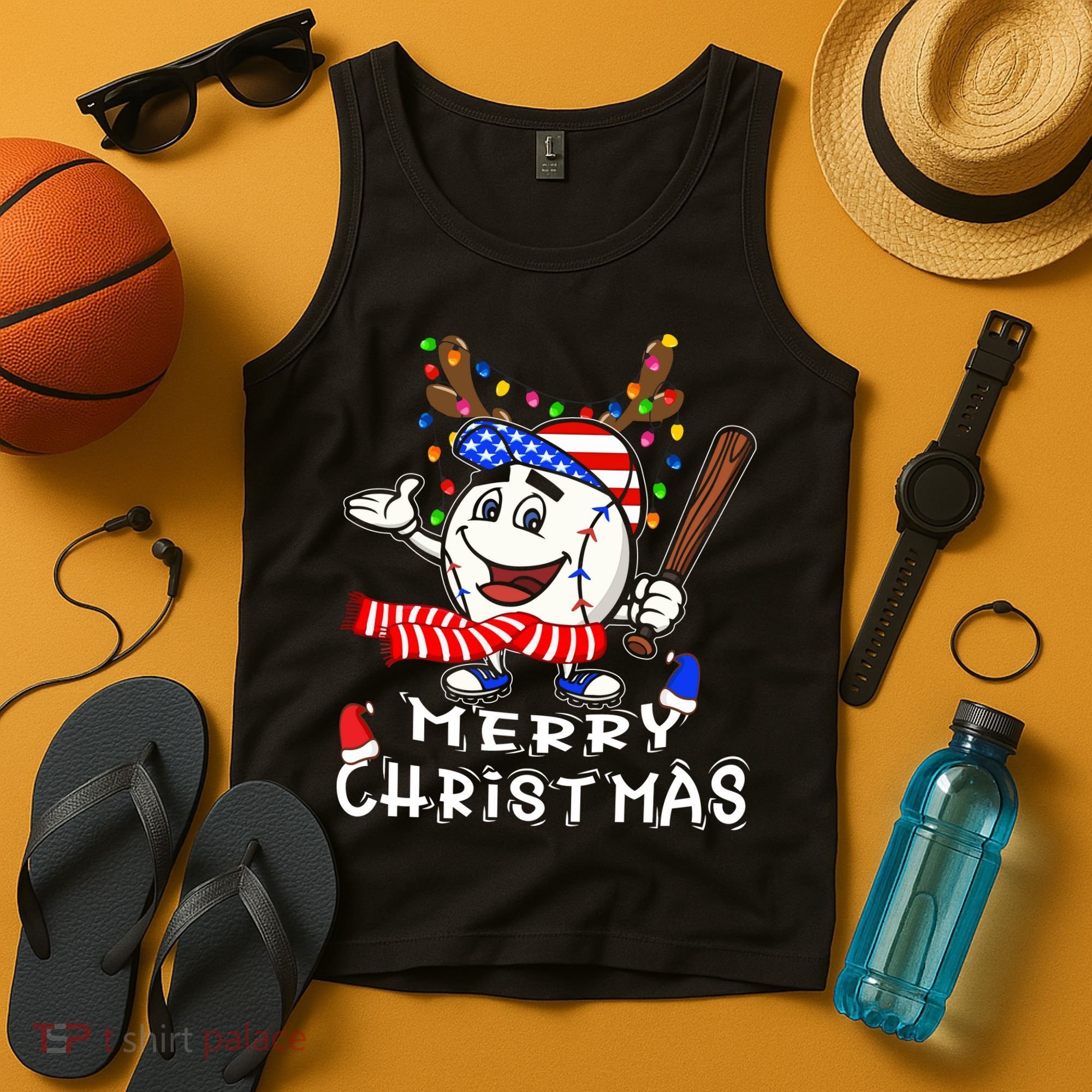 Merry Christmas Baseball For Boys Tollder Ball Santa Pajama Tank Top