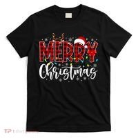 Merry Christmas Buffalo Plaid Red Santa Family Matching Xmas T-Shirt thumb 0