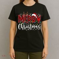 Merry Christmas Buffalo Plaid Red Santa Family Matching Xmas T-Shirt thumb 4