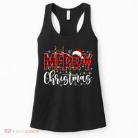 Merry Christmas Buffalo Plaid Red Santa Family Matching Xmas Women's Tank Top thumb 0