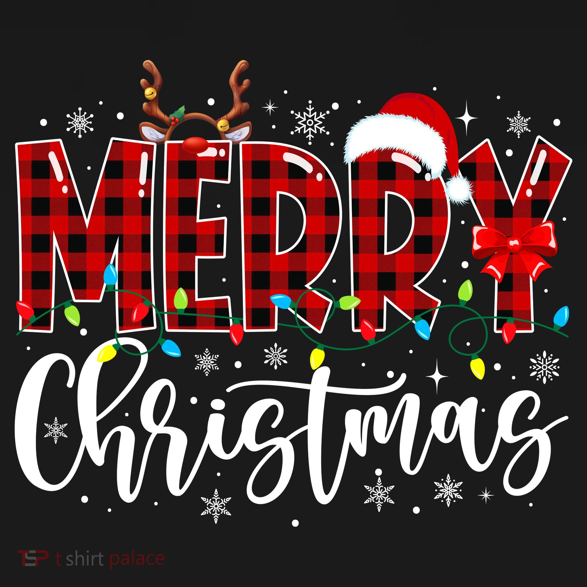 Merry Christmas Buffalo Plaid Red Santa Family Matching Xmas Women's Tank Top