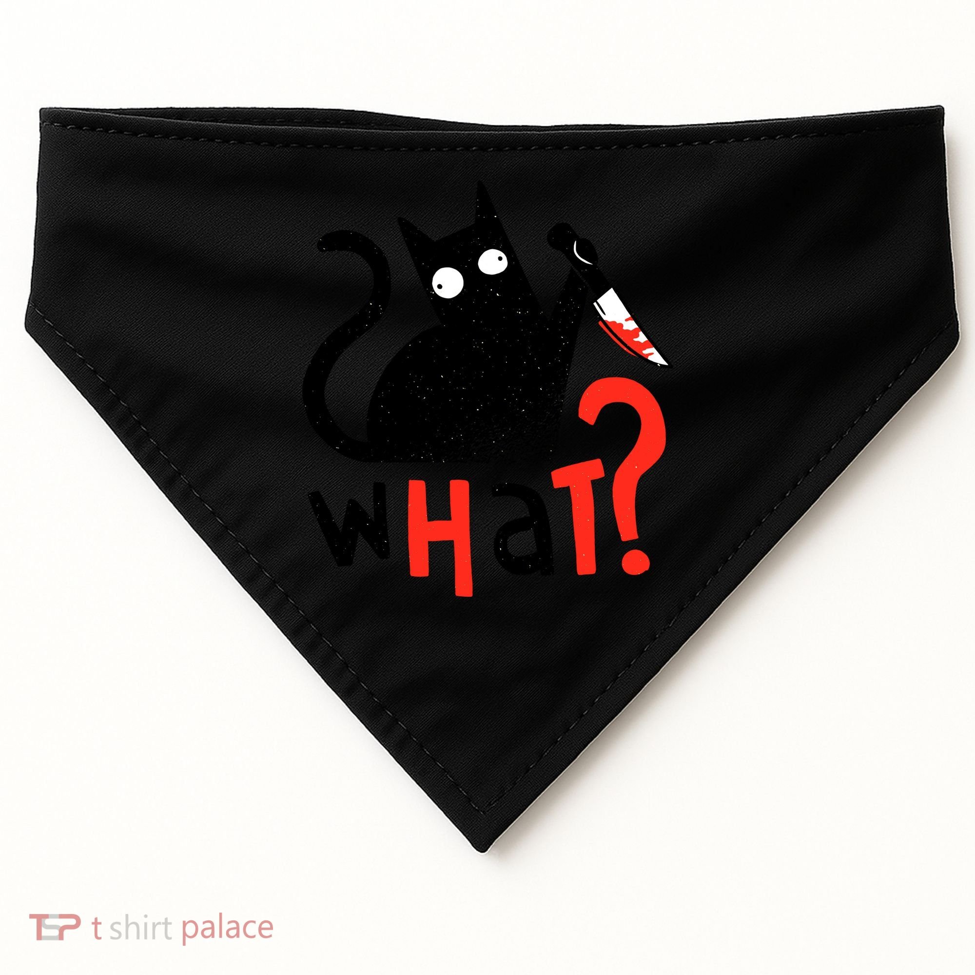 Murder Cat Bloody Knife What? Funny Humor Cats USA-Made Doggie Bandana
