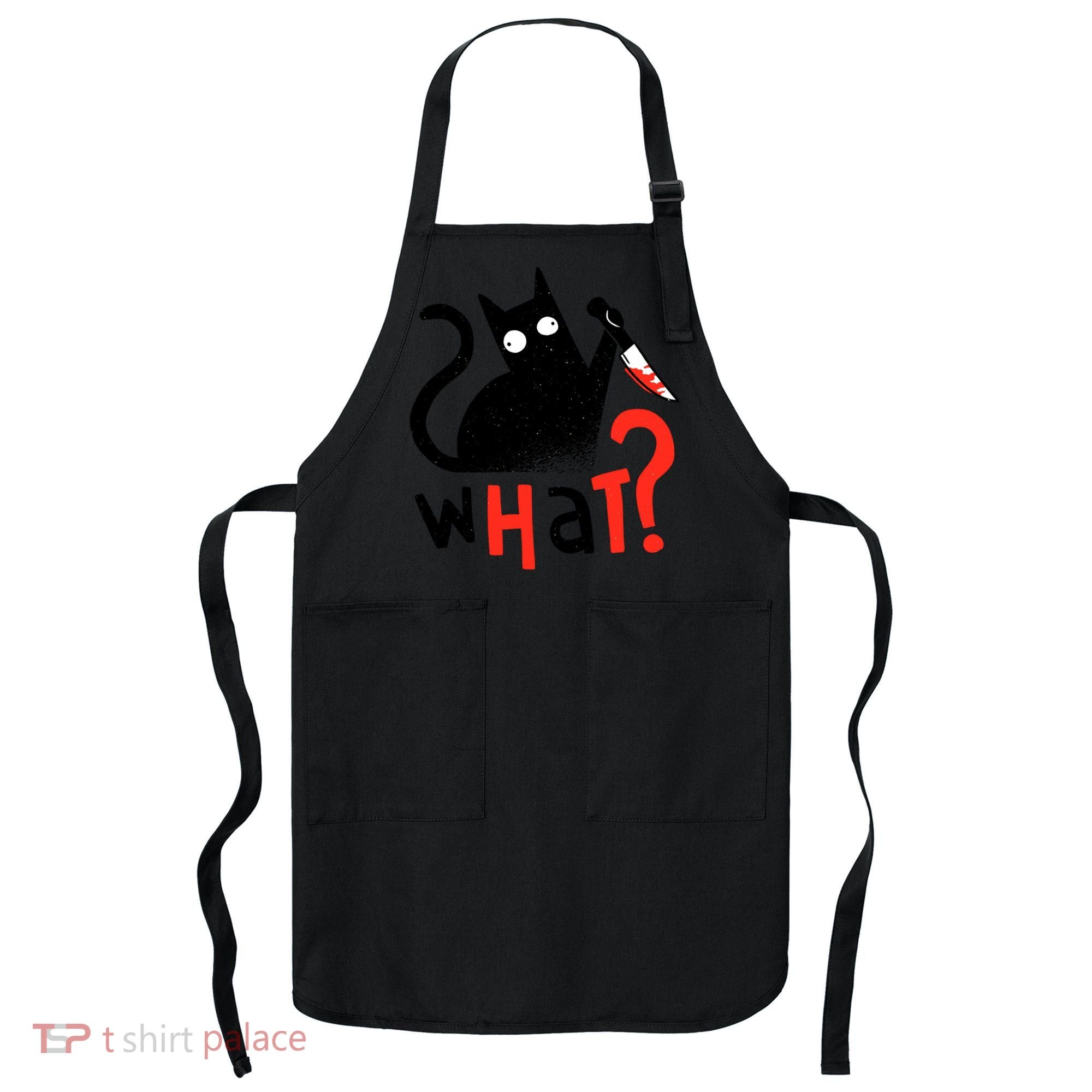 Murder Cat Bloody Knife What? Funny Humor Cats Apron