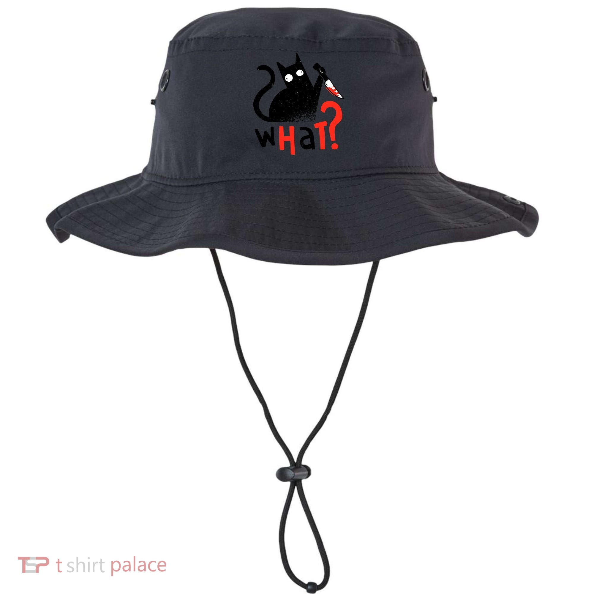 Murder Cat Bloody Knife What? Funny Humor Cats Bucket Hat