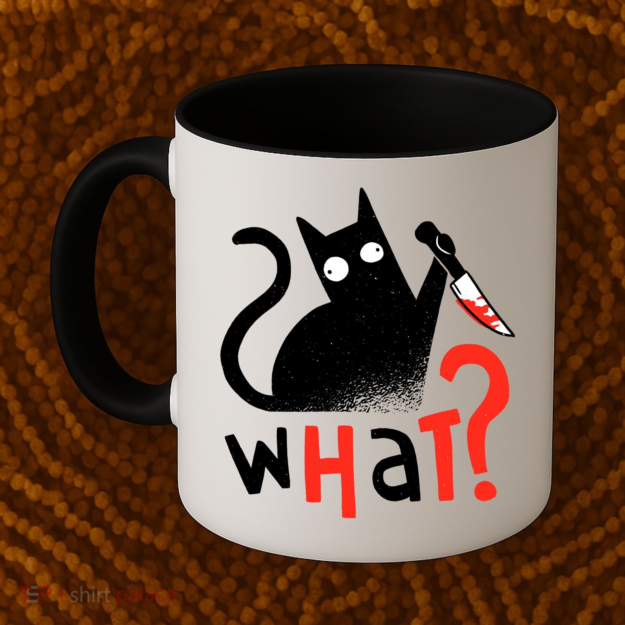 Murder Cat Bloody Knife What? Funny Humor Cats Coffee Mug