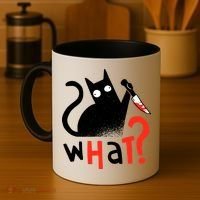 Murder Cat Bloody Knife What? Funny Humor Cats Coffee Mug thumb 4