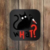 Murder Cat Bloody Knife What? Funny Humor Cats Coaster thumb 0