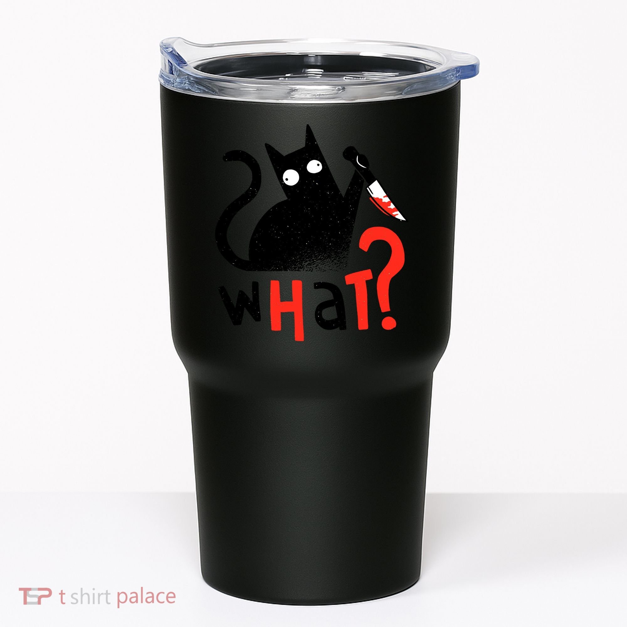 Murder Cat Bloody Knife What? Funny Humor Cats Tumbler