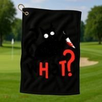 Murder Cat Bloody Knife What? Funny Humor Cats Golf Towel thumb 1