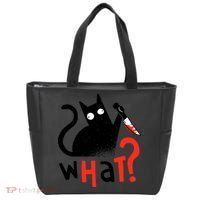 Murder Cat Bloody Knife What? Funny Humor Cats Tote Bag thumb 0